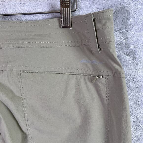 Eddie Bauer Hiking Pants Women's 8 Tan Pockets Nylon Belt Loops Button Ankles - Picture 13 of 15